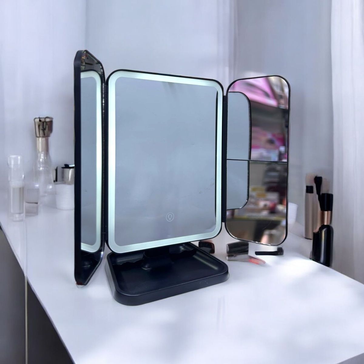 GENERICO - Espejo 3 cuerpos con luz Led y aumento - Rosado