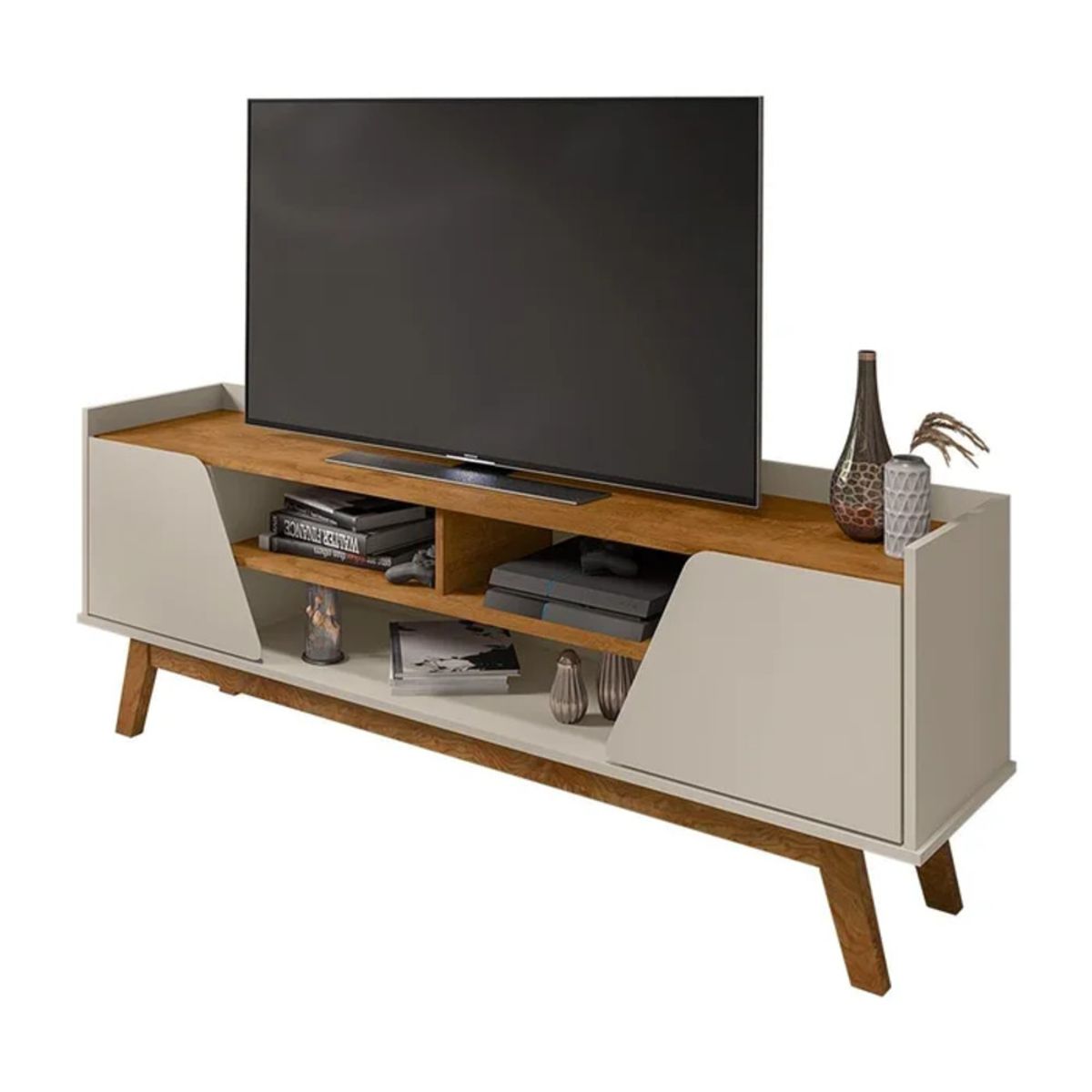 GENERICO - Mueble de TV 55 Sakaki Blanco y Marrón R&R MUEBLES