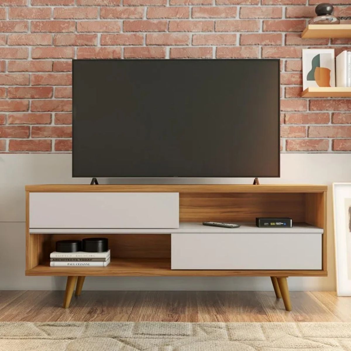 GENERICO - Mueble de TV 55 Komine Marrón y Blanco R&R MUEBLES