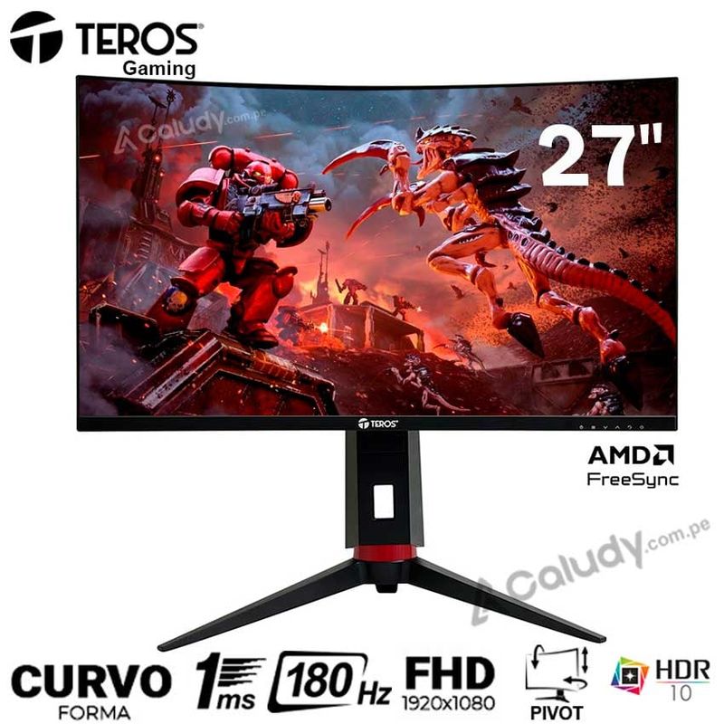TEROS GAMING - Monitor Curvo TEROS Gamer TE2766G Full HD VA 180 Hz 1 ms DP PIVOT