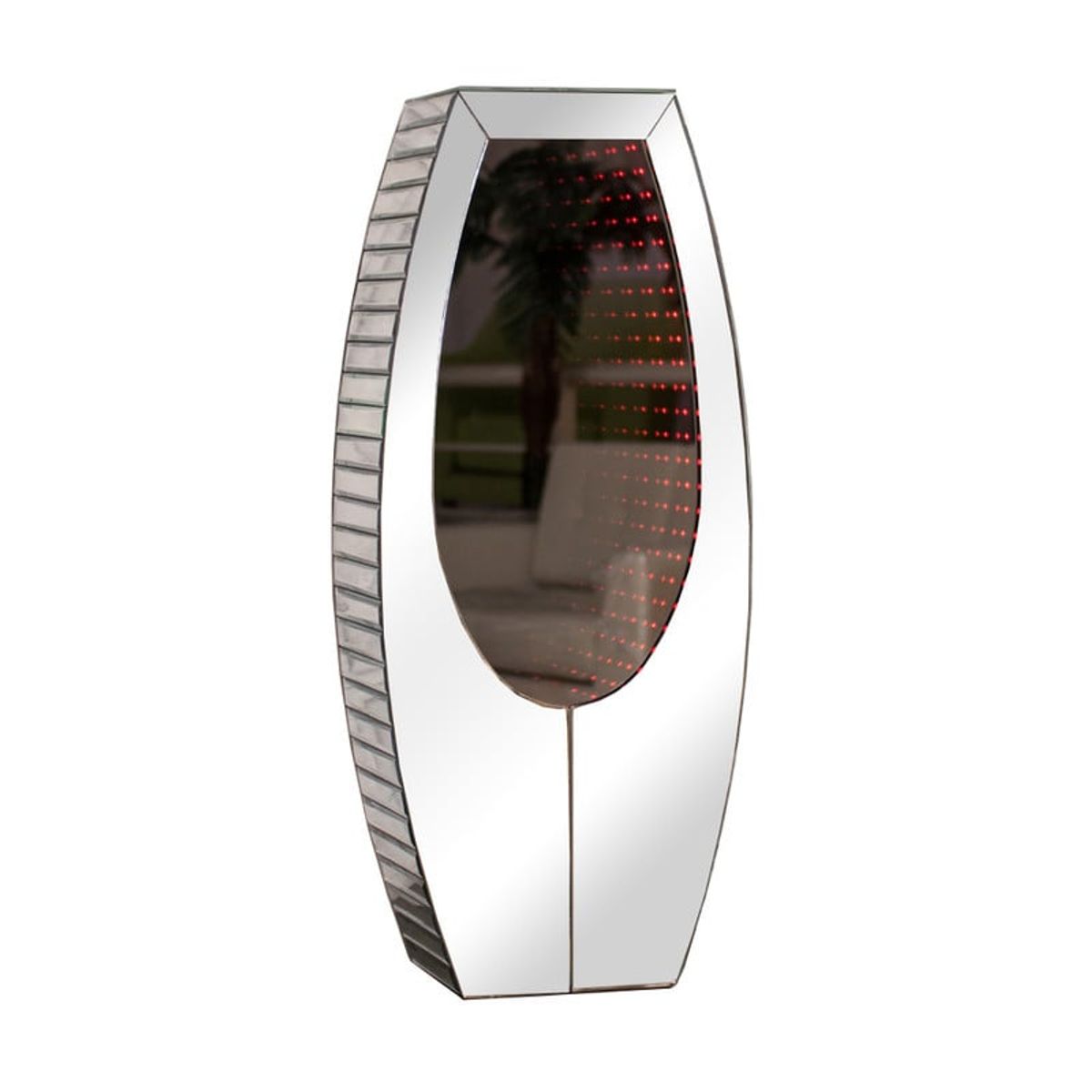 PANADECOR - Florero Panadecor Vertical Mdf Ovalado Plateado Con Iluminación Led 60Cm