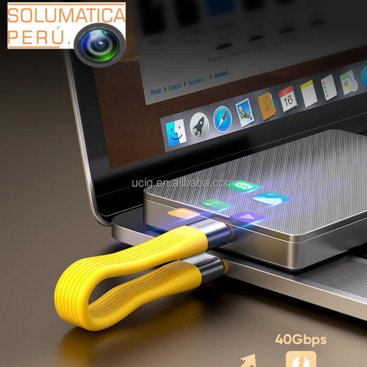 GENERICO - Cable Tipo C Llavero Corto - 20Gbps 100W - Carga Rapida y datos