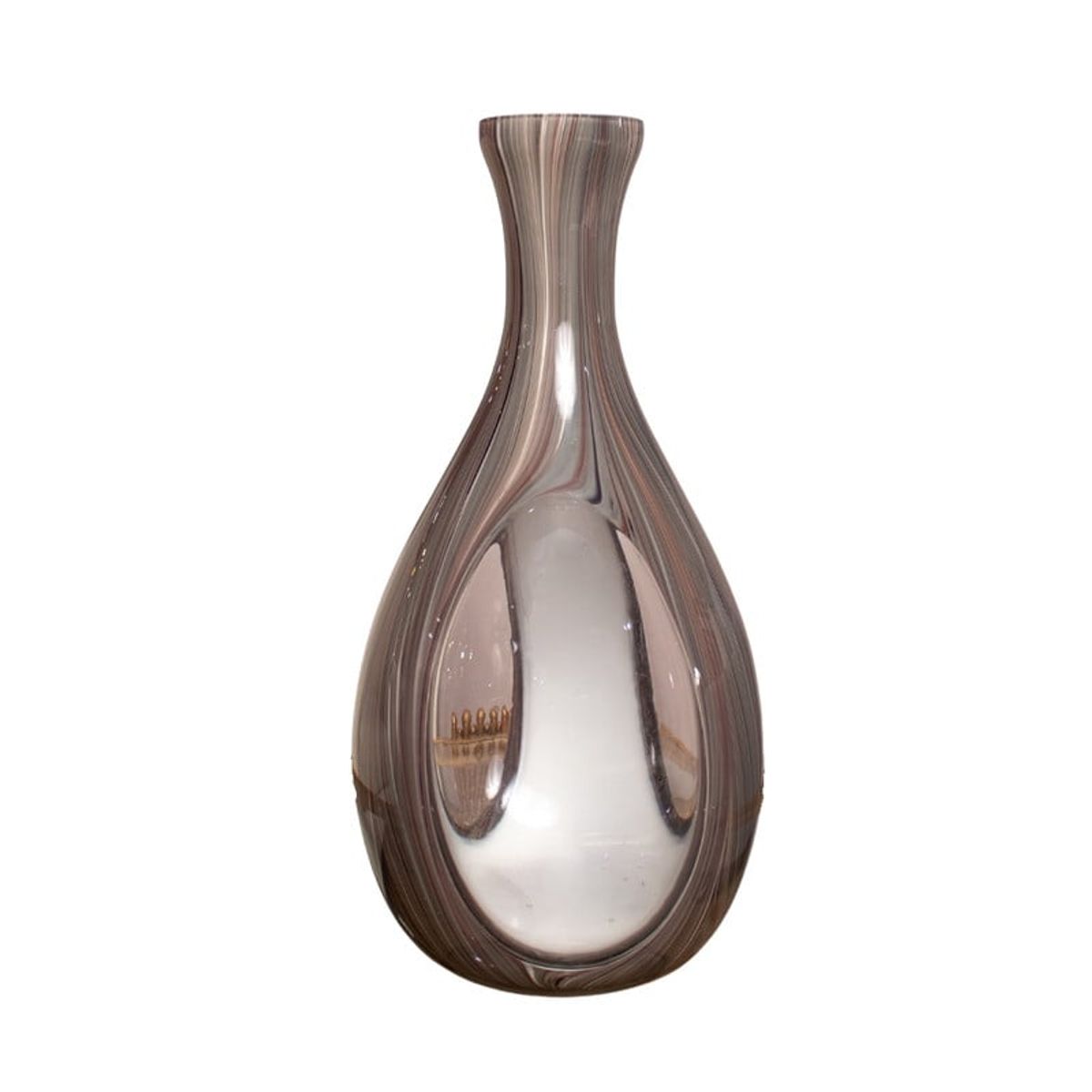 PANADECOR - Jarrón de Vidrio con Rayas Grises 41cm