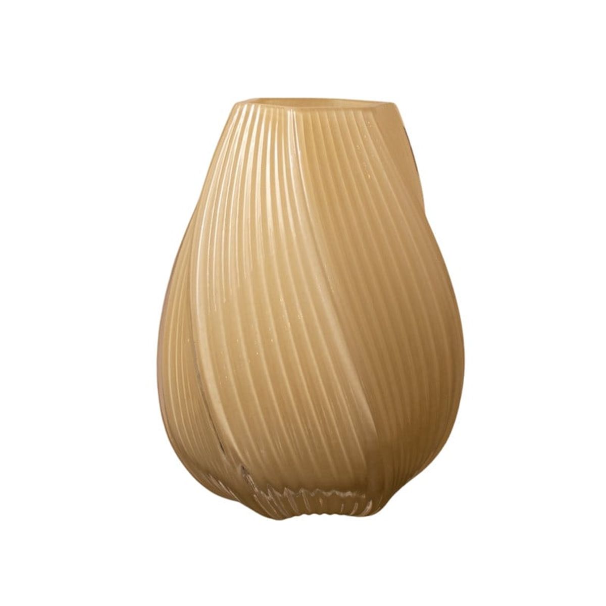 PANADECOR - Florero Vidrio Ámbar Estriado Moderno 25cm