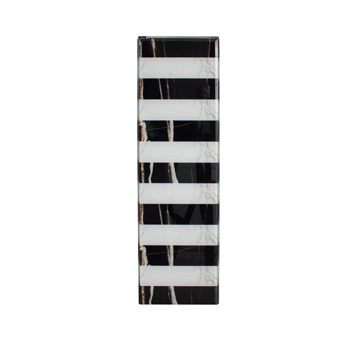 PANADECOR - Florero Panadecor Vertical Blanco Con Rayas Negras De Mdf/Vidrio 50Cm