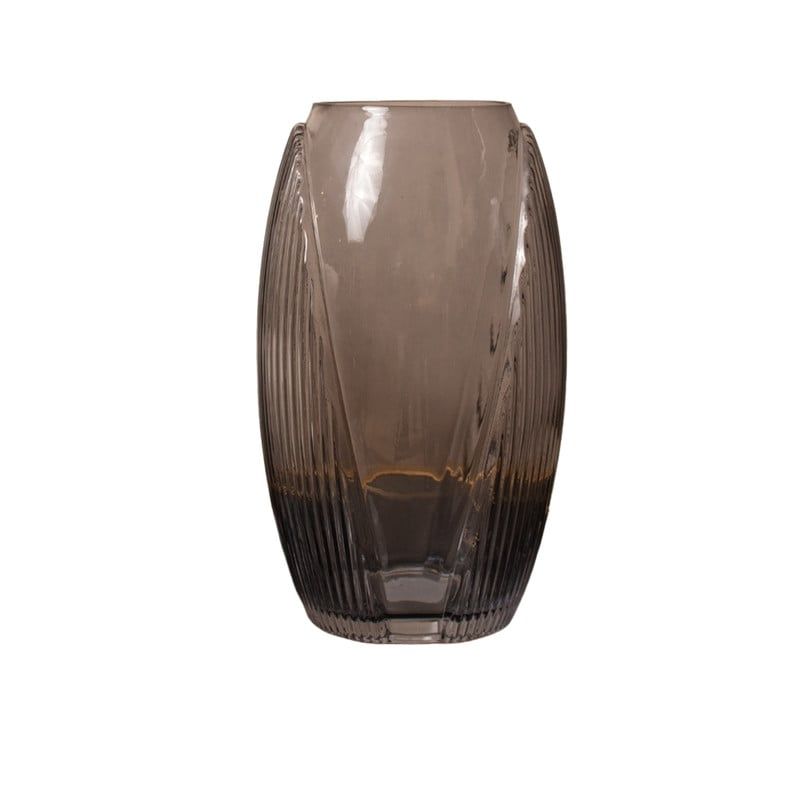 PANADECOR - Florero Negro Estriado Moderno 26cm