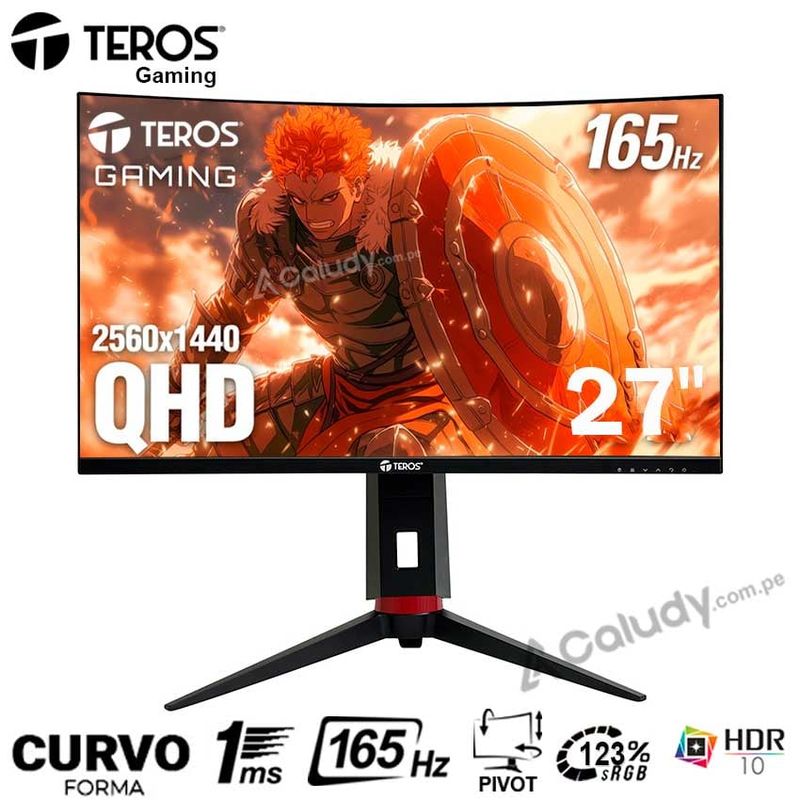 TEROS GAMING - Monitor Curvo TEROS Gaming TE2765G 2K QHD VA 165 Hz 1 ms HDMI DP PIVOT