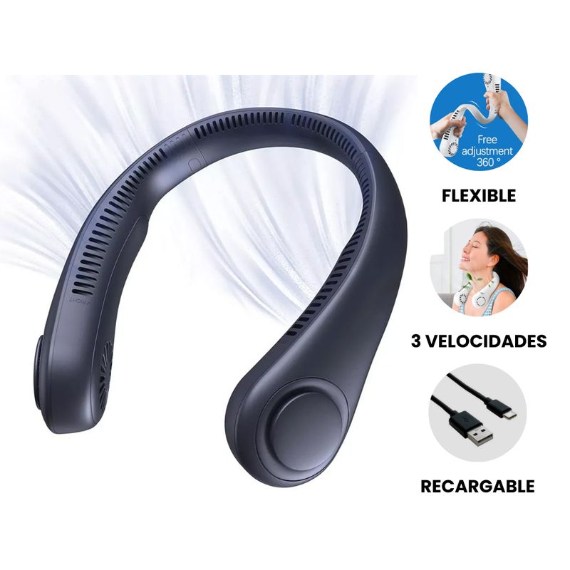 GENERICO - Ventilador de Cuello Portátil Recargable - Azul
