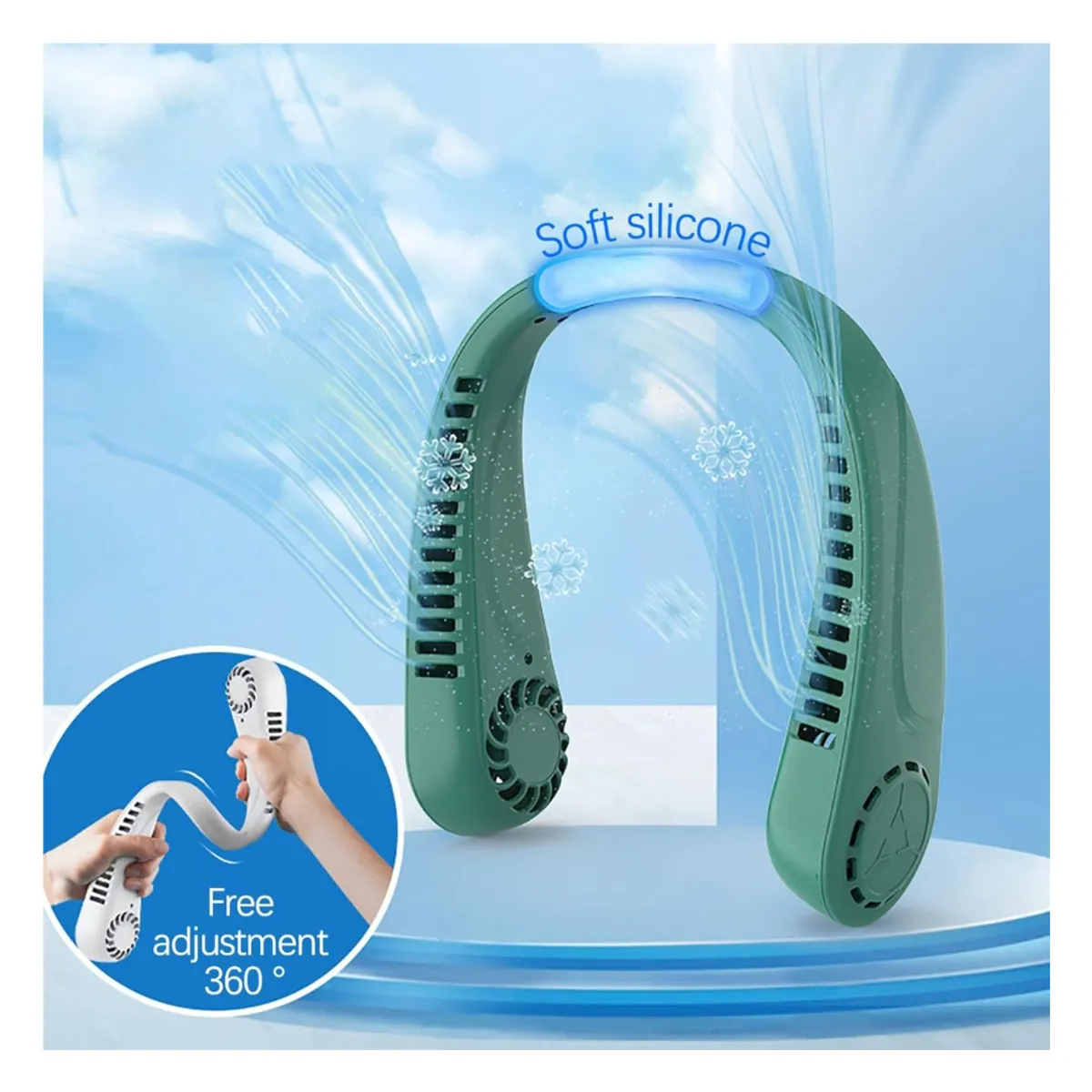 GENERICO - Ventilador de Cuello Portátil Recargable - Azul