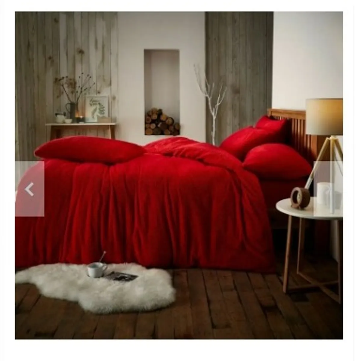 GENERICO - CUBRECAMA DOS PLAZAS Y MEDIA QUEEN DE PELUCHE PELO CORTO ROJO