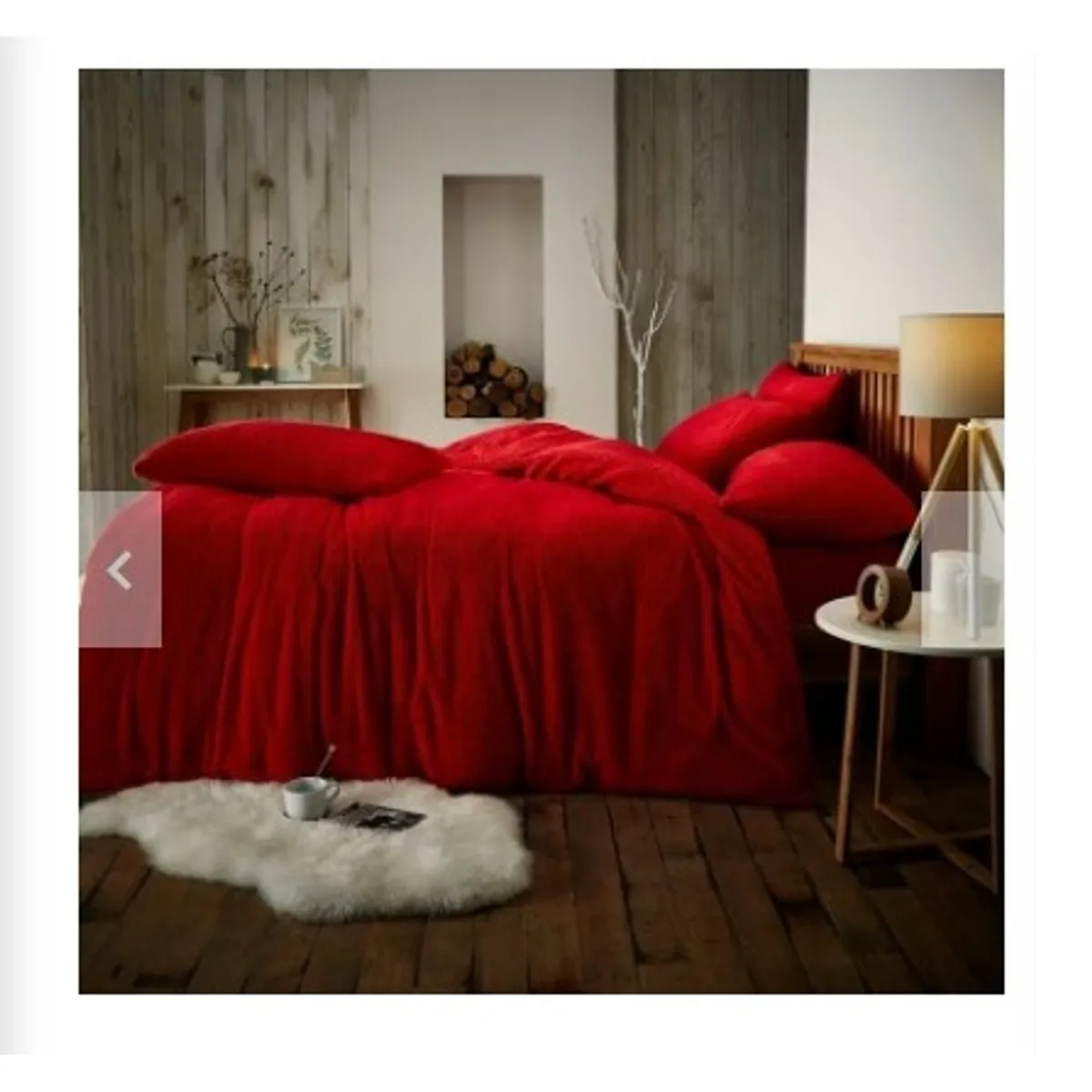 GENERICO - CUBRECAMA DOS PLAZAS Y MEDIA QUEEN DE PELUCHE PELO CORTO ROJO