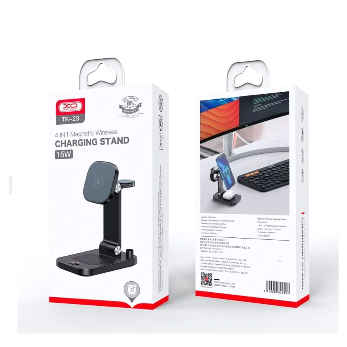 GENERICO - Cargador inalámbrico 4 en 1 Pantalla digital Magnético XO-TK23
