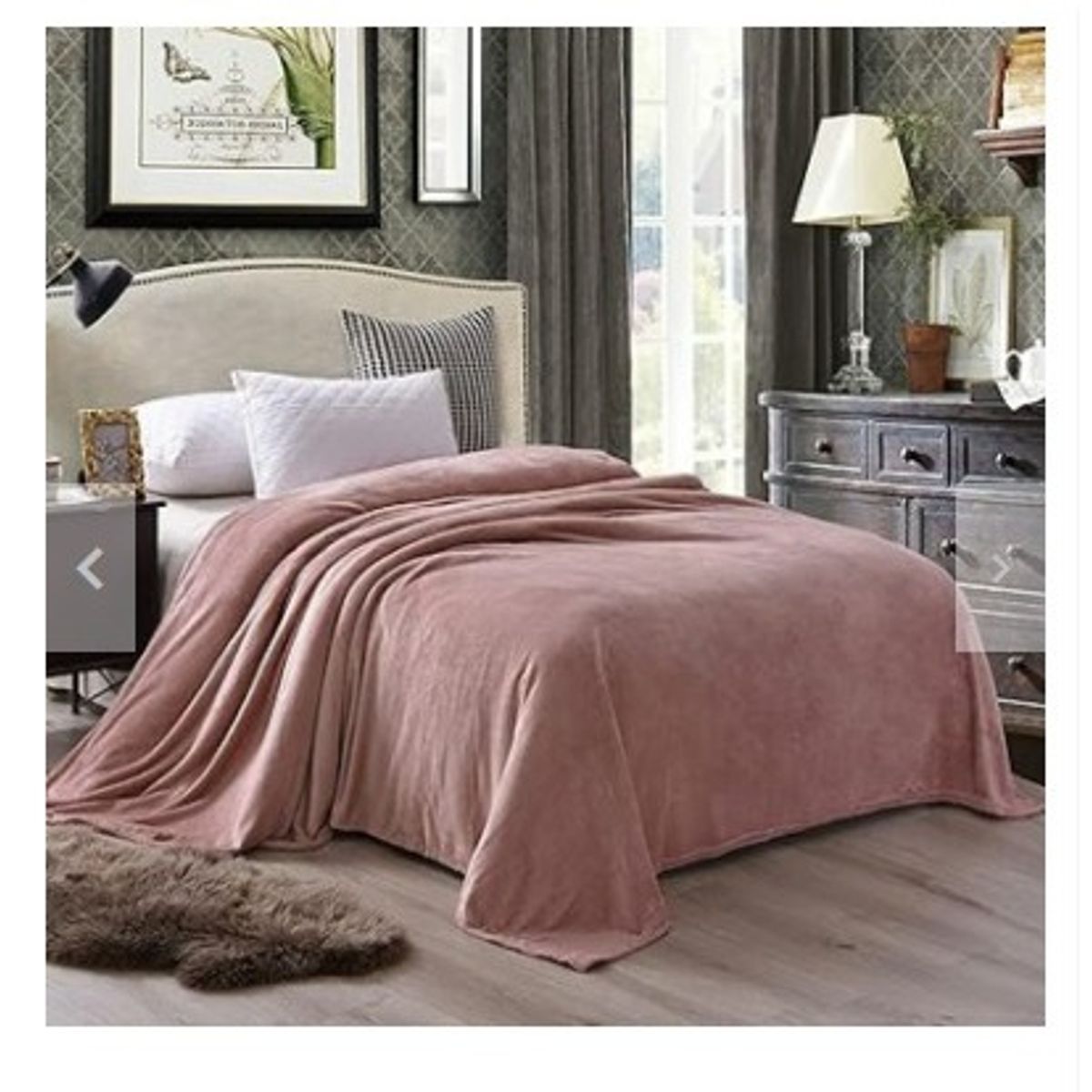 GENERICO - CUBRECAMA  TRES  PLAZAS KING DE PELUCHE PELO CORTO PALO ROSA