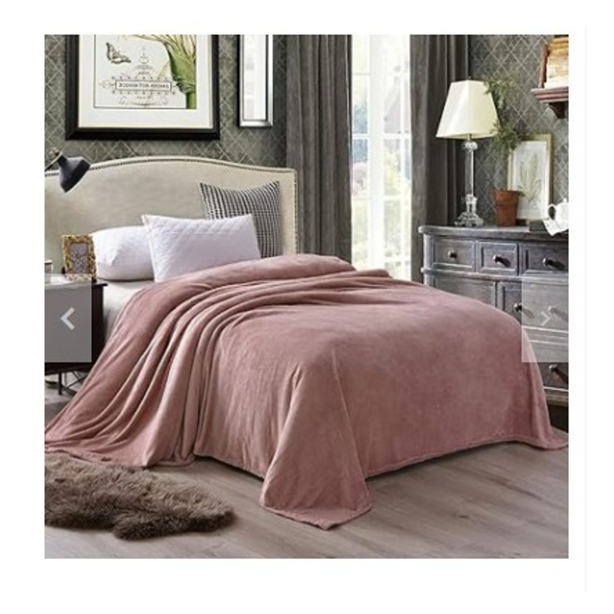 GENERICO - CUBRECAMA  TRES  PLAZAS KING DE PELUCHE PELO CORTO PALO ROSA