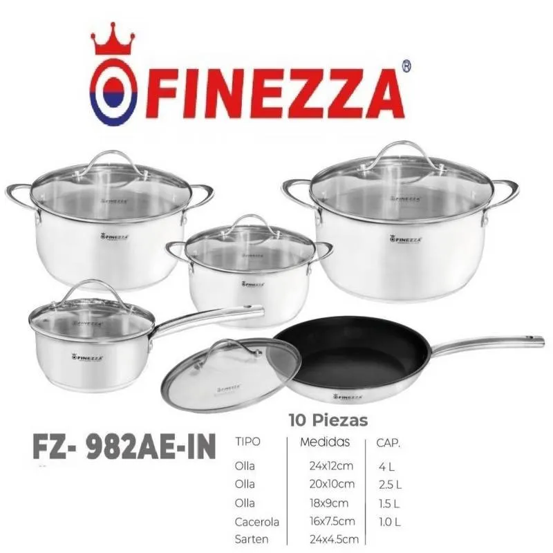 FINEZZA - SET OLLAS FINEZZA FZ-982AE-IN ACERO 10 PIEZAS