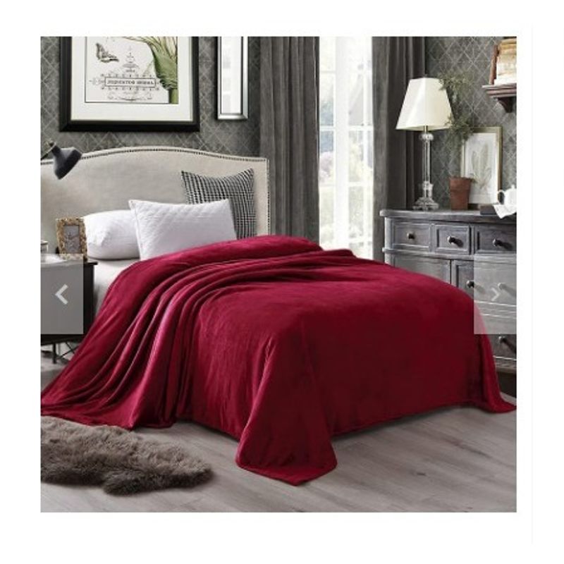 GENERICO - CUBRECAMA  TRES  PLAZAS KING DE PELUCHE PELO CORTO VINO TINTO