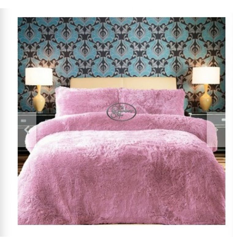 GENERICO - CUBRECAMA  TRES  PLAZAS KING DE PELUCHE PELO CORTO ROSADO BEBÉ