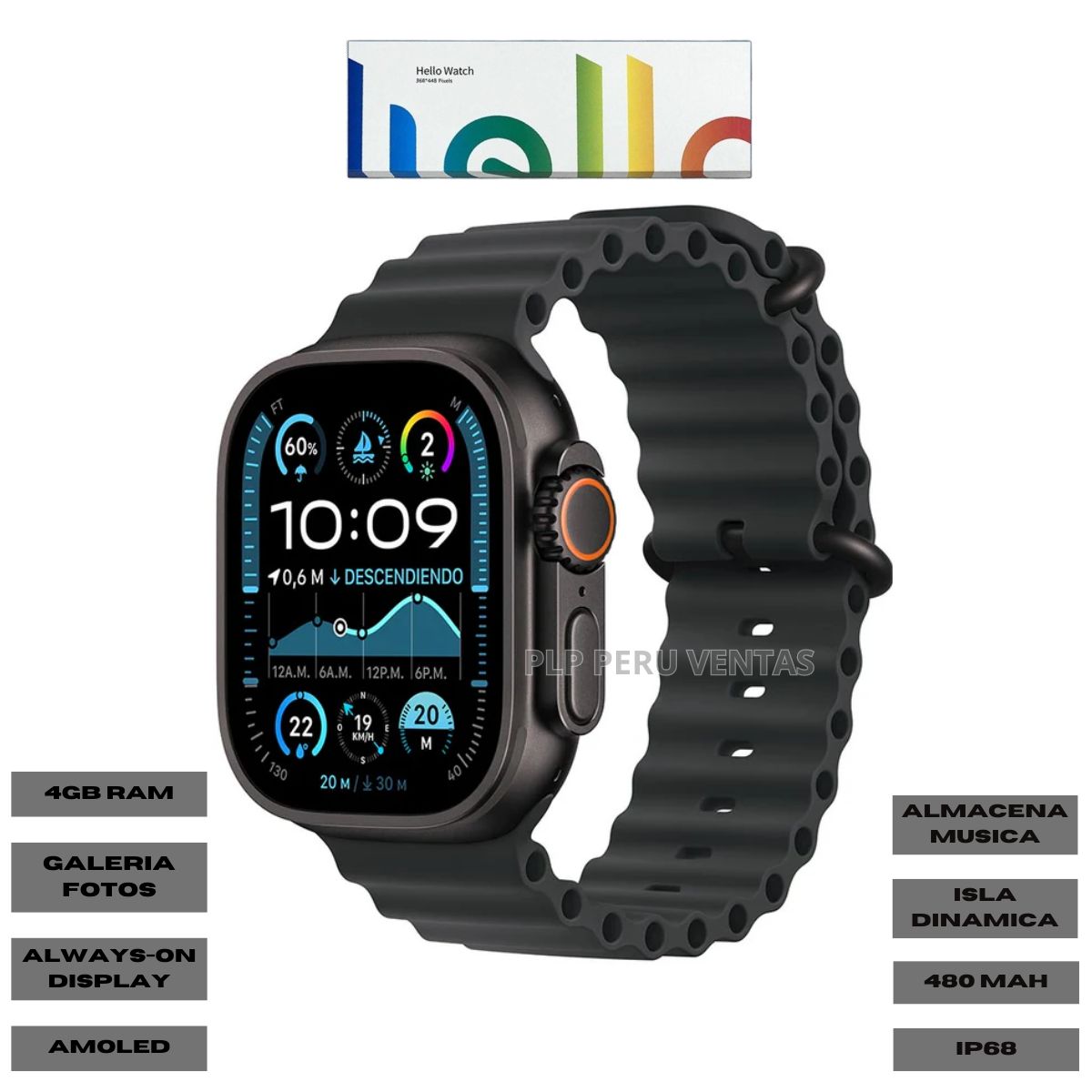 OEM - Smartwatch Hello Watch 3 Ultra 2Gene 470mAh Black