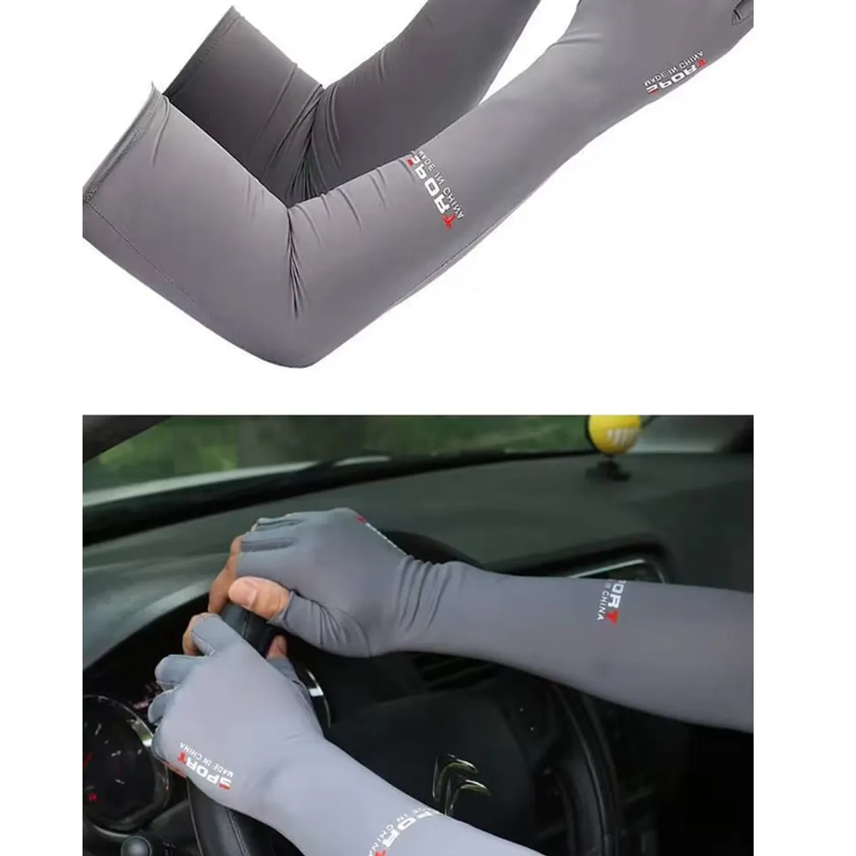 GENERICO - MANGAS PARA BRAZOS MANOS ANTIDESLIZANTES PROTECCIÓN UV GRIS