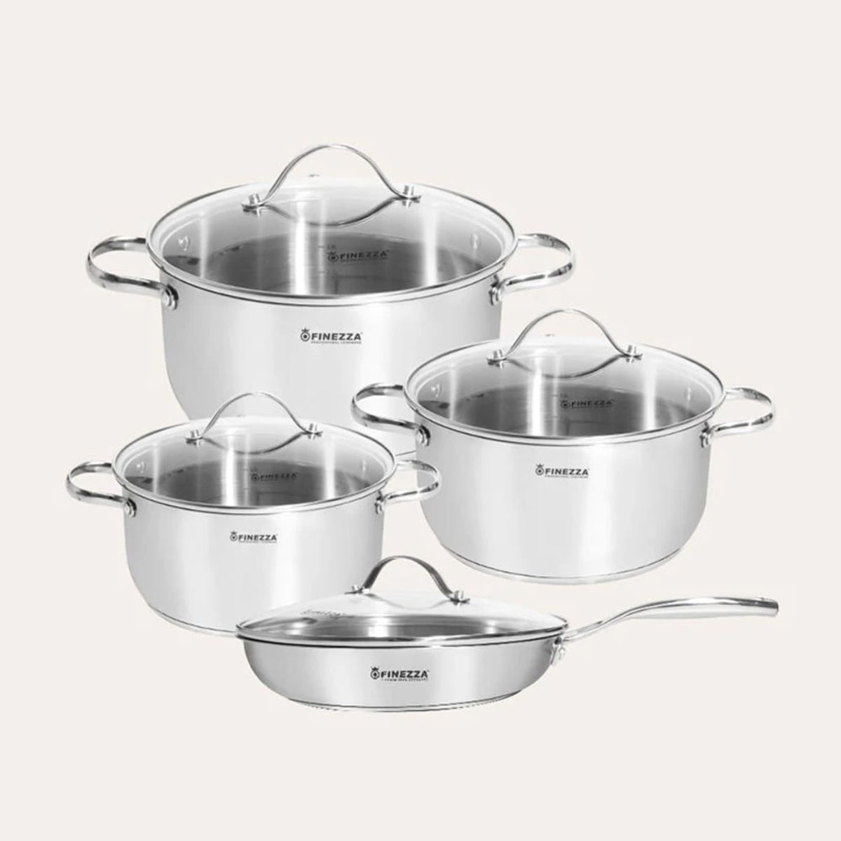 FINEZZA - Juego de Ollas Finezza 8 Piezas FZ-978AE-IN  – Elegancia y Durabilidad para tu Cocina