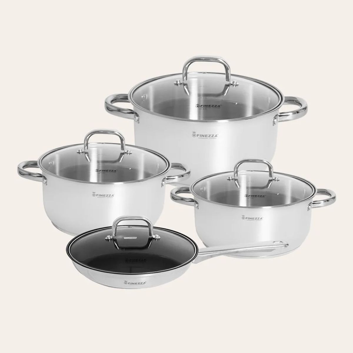 FINEZZA - Juego de Ollas Finezza 8 Piezas FZ-972AE-IN – Elegancia y Resistencia para tu Cocina