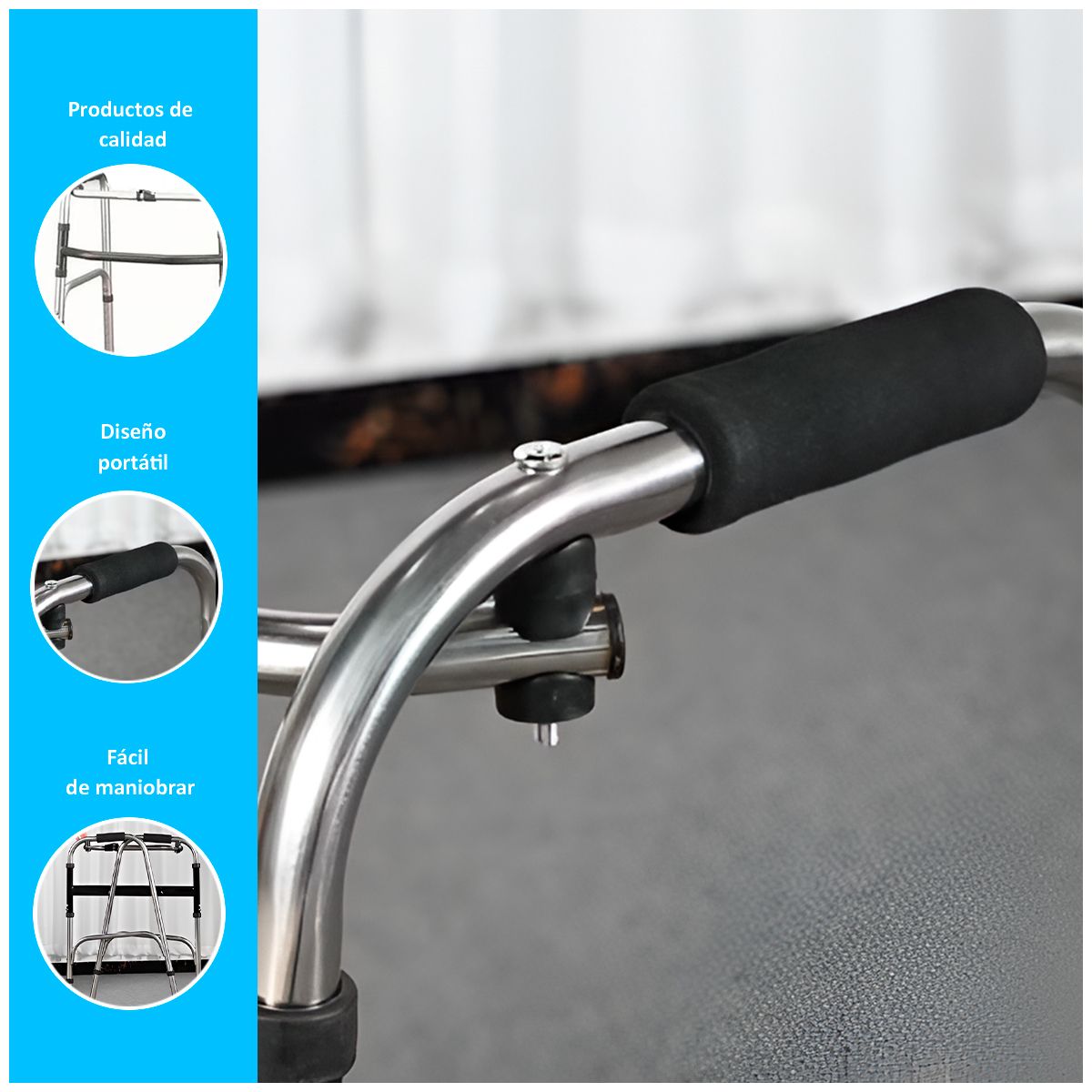 GENERICO - Andador de Auminio Plegable con Patas de Apoyo Antideslizante