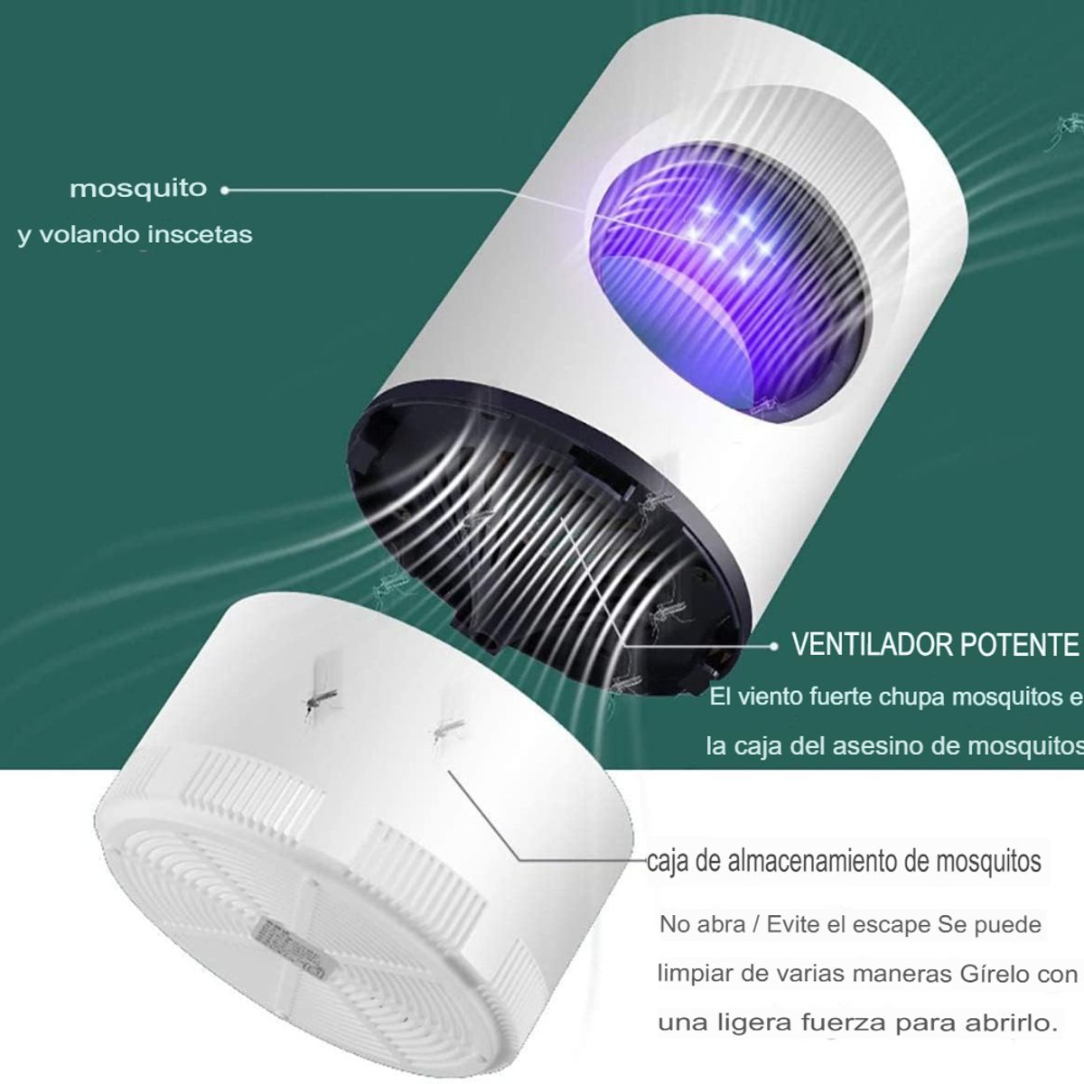 GENERICO - LÁMPARA MATA ZANCUDOS EXTRA BIG INSECTOS SIN QUÍMICOS LED UV