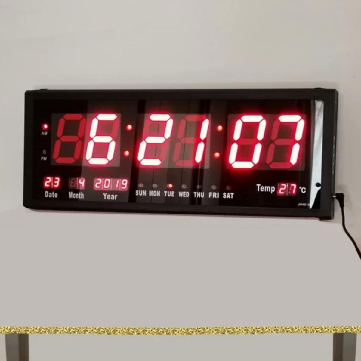 GENERICO - Reloj Digital 59x22cm GRANDE de Pared de Negocio con Calendario Fecha