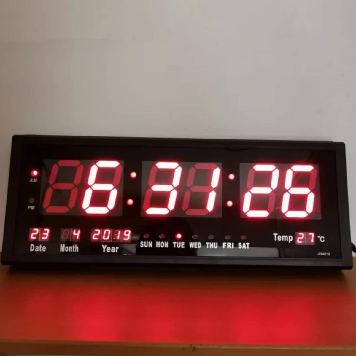 GENERICO - Reloj Digital 59x22cm GRANDE de Pared de Negocio con Calendario Fecha