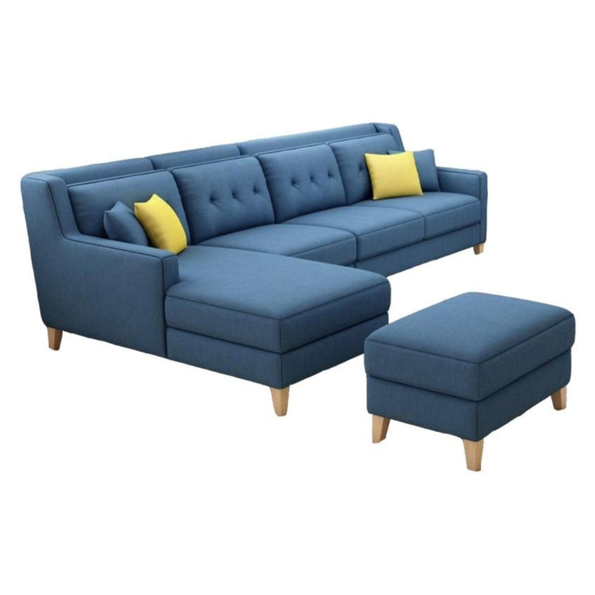 GENERICO - Seccional Izquierdo Barroco + banqueta de regalo - Azul Claro