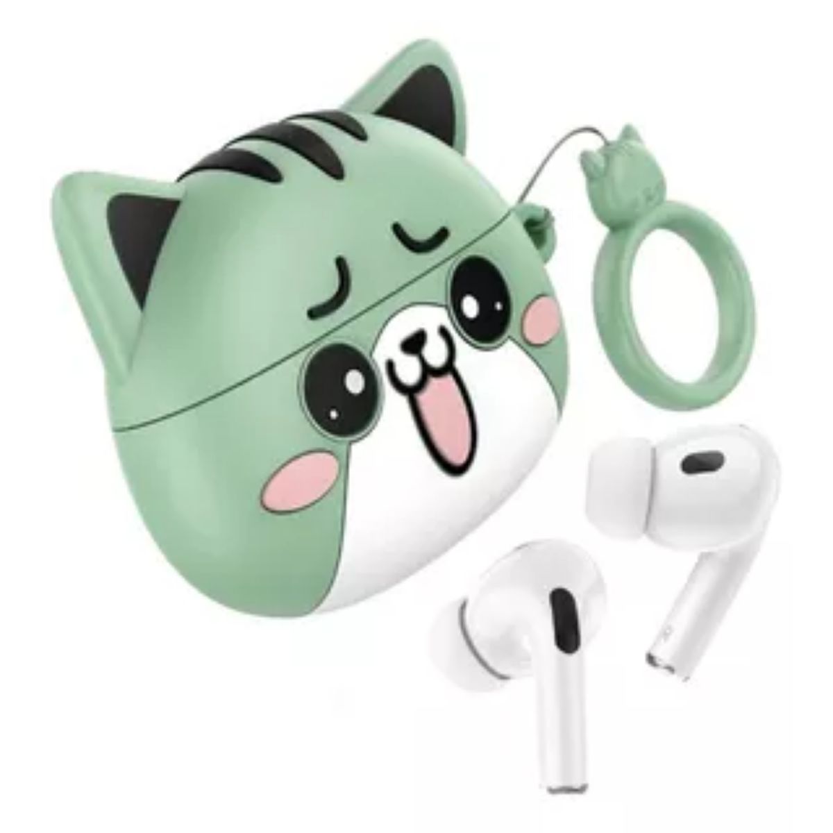 EWTTO - Auriculares Inalámbricos Hoco EW46 Bluetooth TWS con Funda Gato VERDE