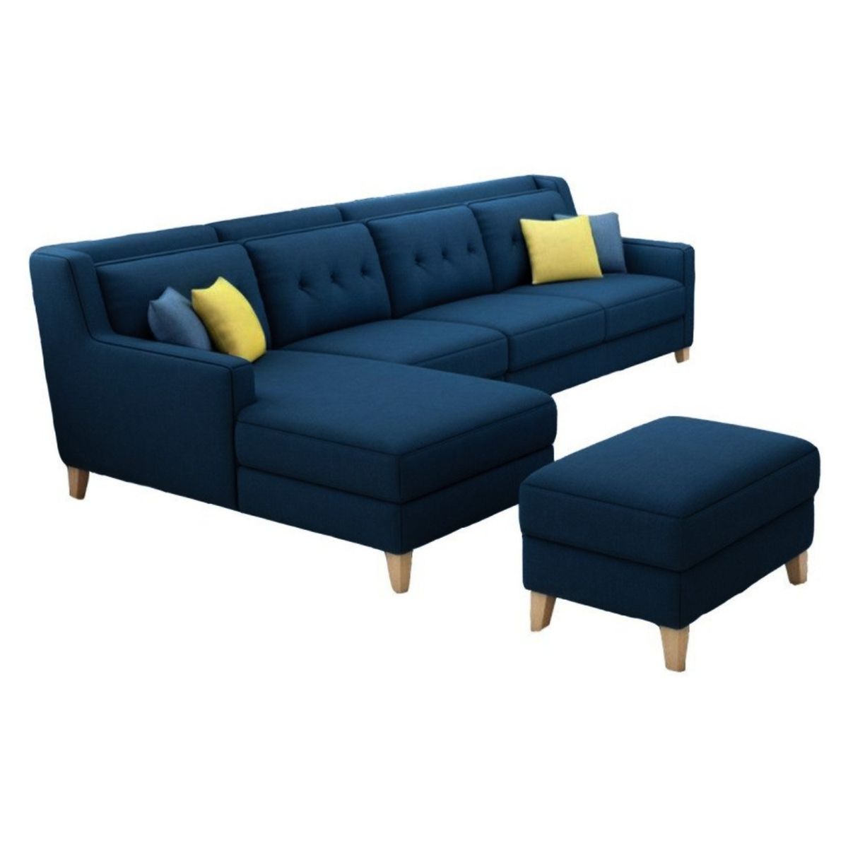 GENERICO - Seccional Izquierdo Barroco + banqueta de regalo - Azul Oscuro