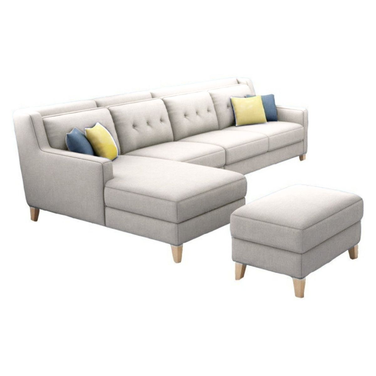 GENERICO - Seccional Izquierdo Barroco + banqueta de regalo - Blanco