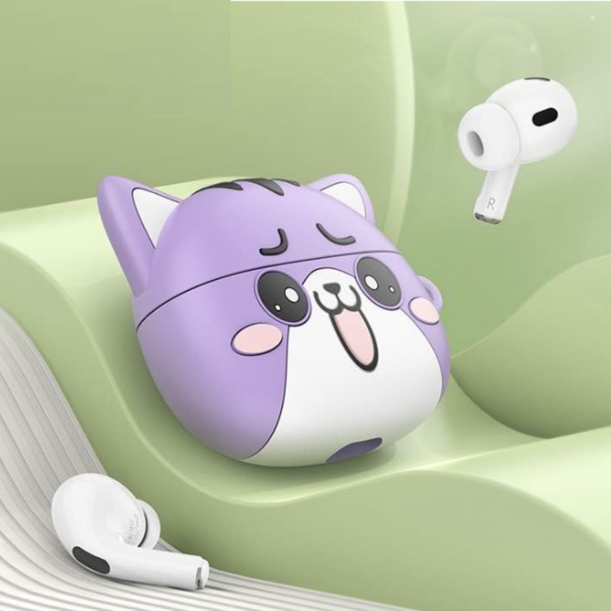 HOCO - Auriculares Inalámbricos Hoco EW46 Bluetooth TWS con Funda Gato LILA