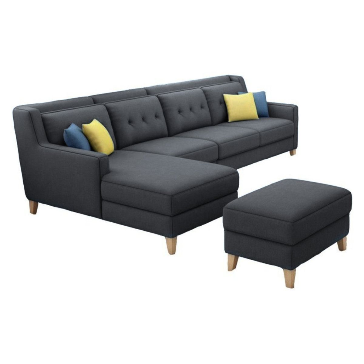 GENERICO - Seccional Izquierdo Barroco + banqueta de regalo - Gris