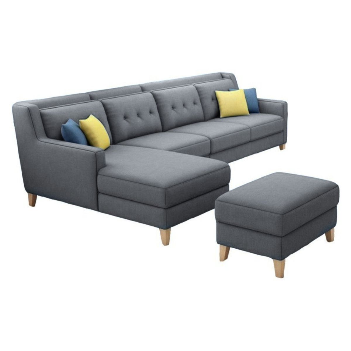 GENERICO - Seccional Izquierdo Barroco + banqueta de regalo - Gris Claro