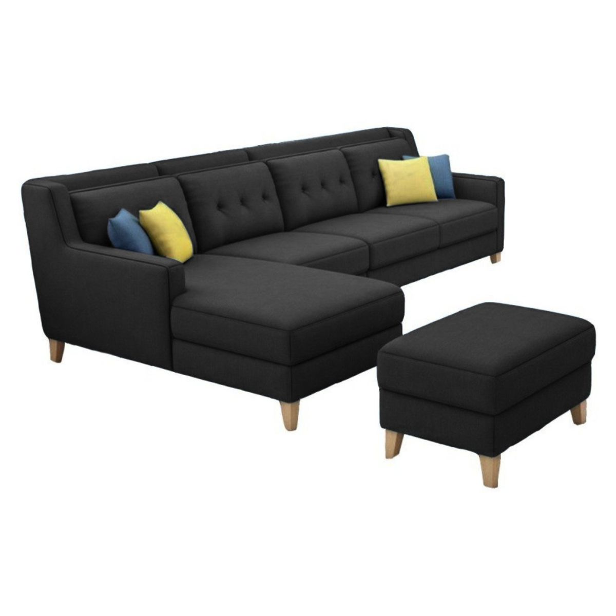 GENERICO - Seccional Izquierdo Barroco + banqueta de regalo - Gris Oscuro