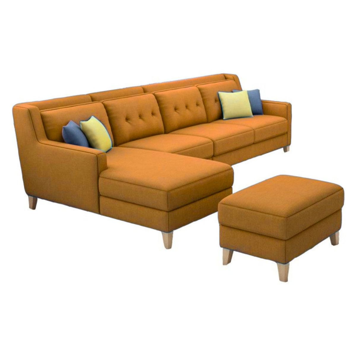 GENERICO - Seccional Izquierdo Barroco + banqueta de regalo - Mostaza