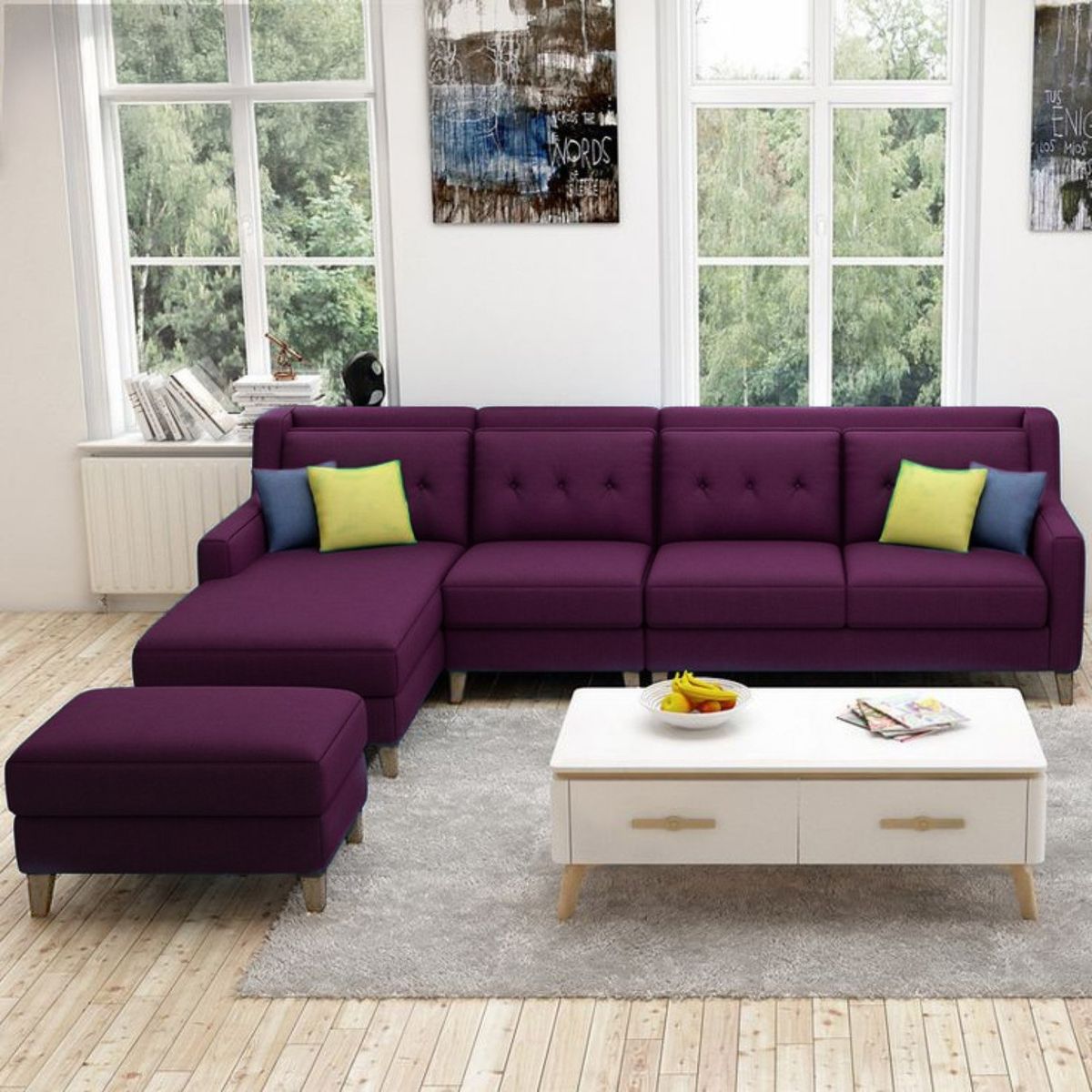 GENERICO - Seccional Izquierdo Barroco + banqueta de regalo - Vino