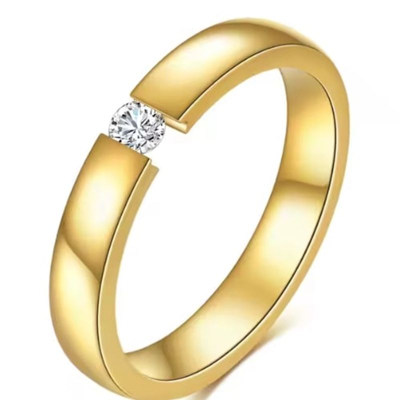 GENERICO - Anillo solitario piedra en Medio Mujer compromiso san valentin