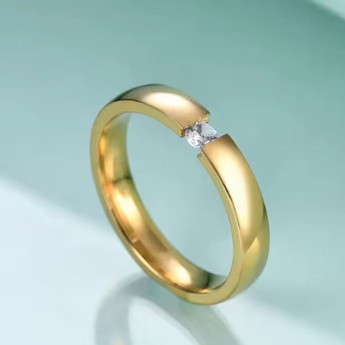 GENERICO - Anillo solitario piedra en Medio Mujer compromiso san valentin