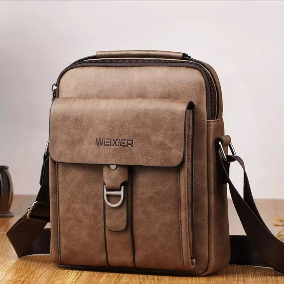 GENERICO - Makeway - Morral Bolso Hombre cuero PU