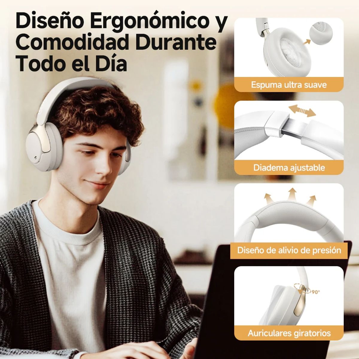 QCY - QCY - Auriculares Bluetooth H3 Pro con ANC - Blanco