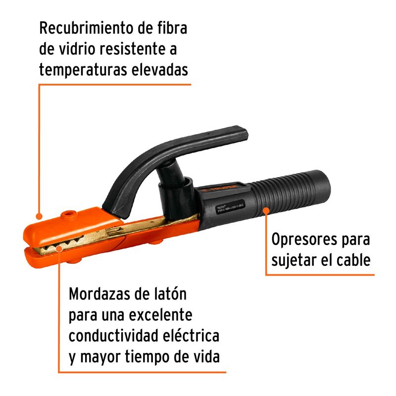 TRUPER - Pinza porta electrodo de 500 A, Truper
