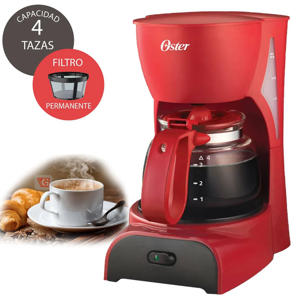 OSTER - Cafetera 4 tazas BVSTDCD5R5