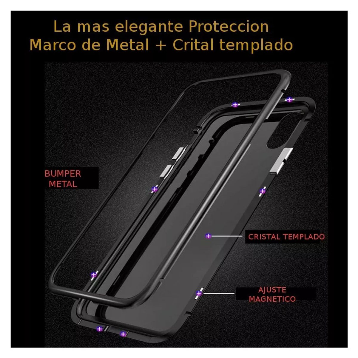 GENERICO - Case protector bumper metal & mica cristal iphone XS max  rojo