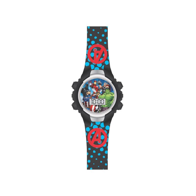 ACCUTIME - RELOJ AVENGERS LCD PARPADEANTE NEGROPUNTOS AZULES AVG4588