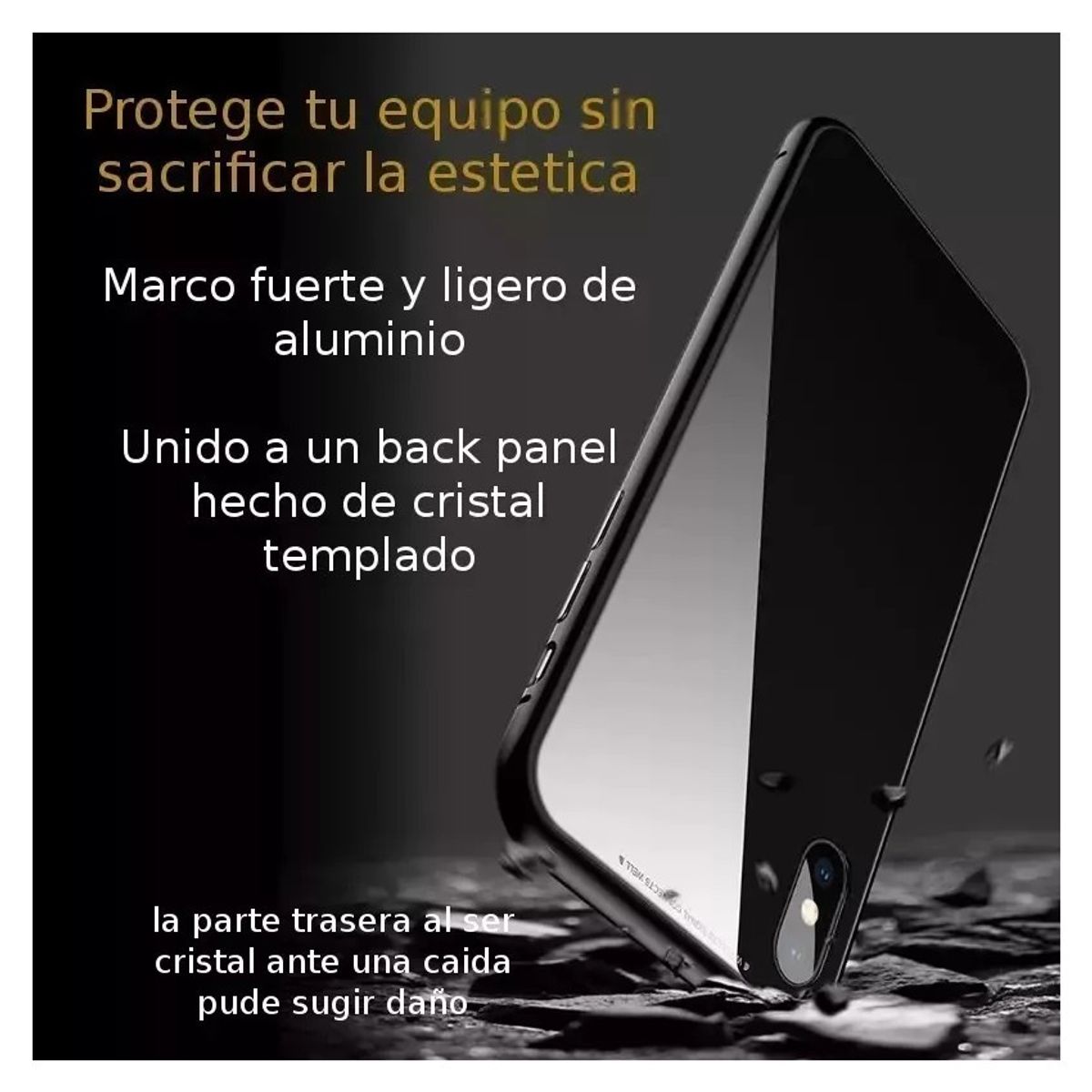 GENERICO - Case protector bumper metal & mica cristal iphone XR rojo