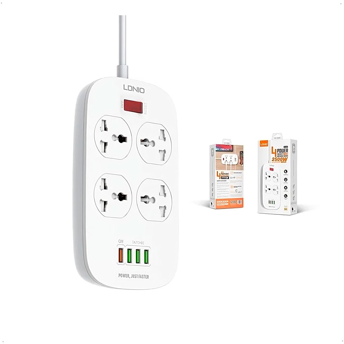 LDNIO - Extensión Toma Corriente Ldnio Sc4407 4 Power Socket + 4 Usb