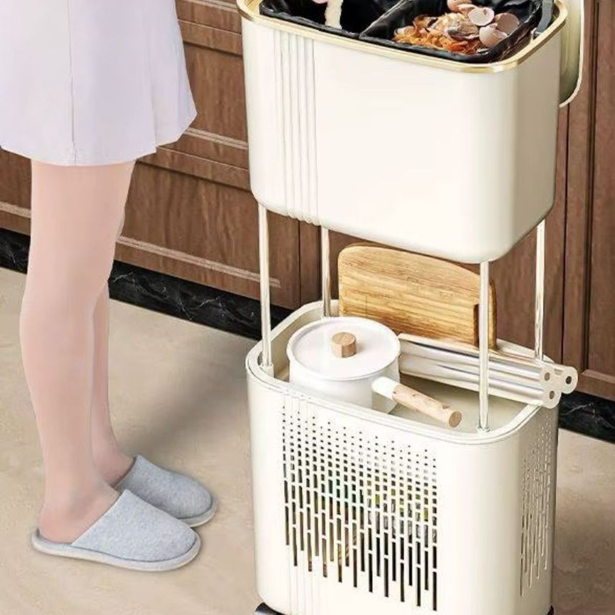 GENERICO - ORGANIZADOR DE ALMACENAMIENTO MULTIFUNCIONAL CON TAPA Y RUEDA